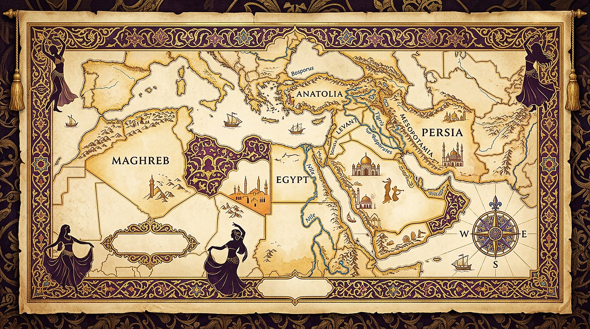 Mapa de las culturas de la danza oriental: Egipto, Magreb, Anatolia, Persia y Levante · Escuela Ishtar